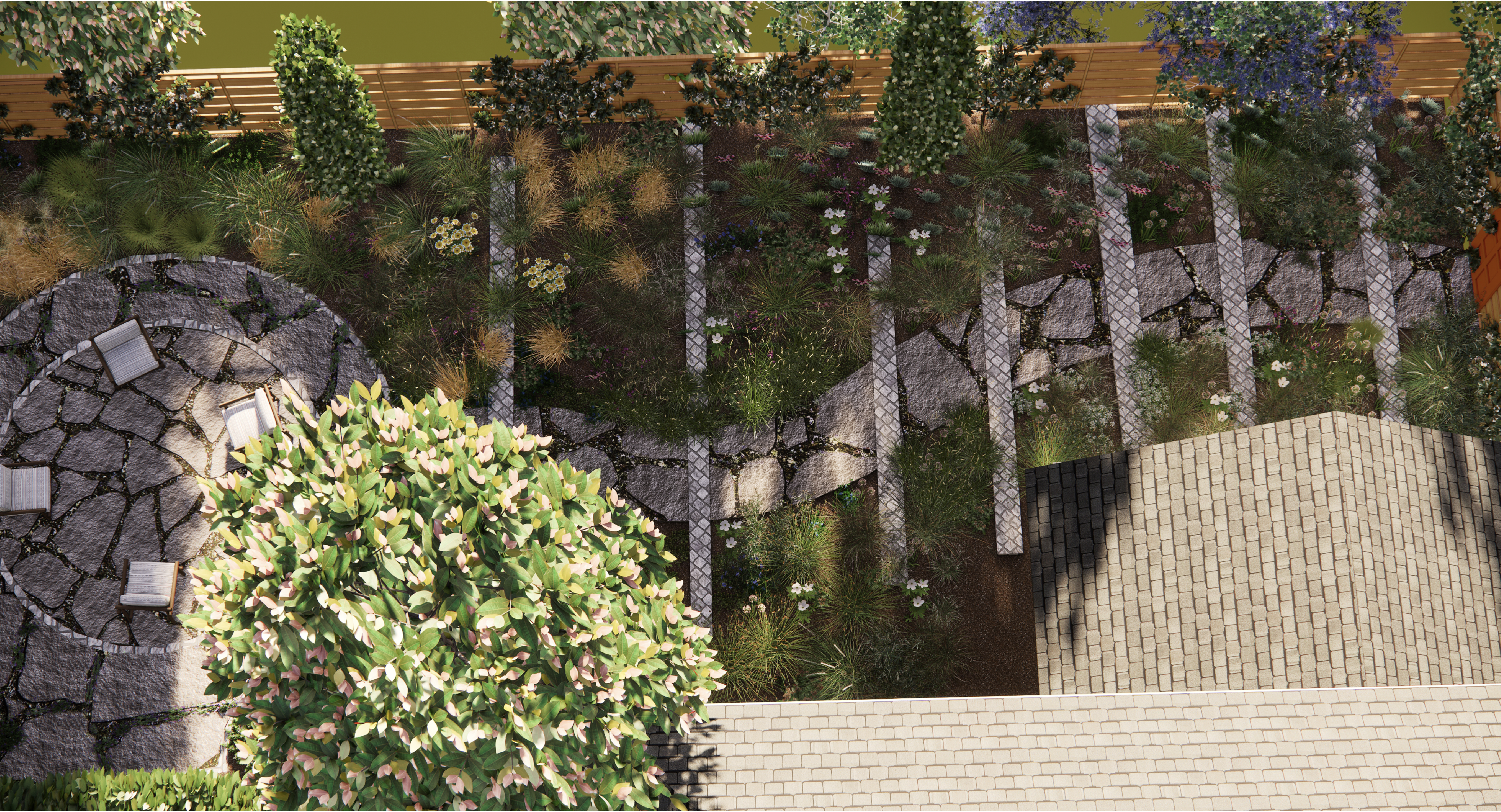 hardscaping and landscaping by the house in delaware